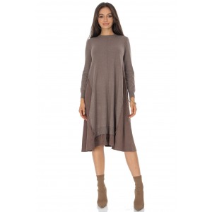 An oversized soft wool blend midi dress Brown DR4795