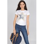 Casual T shirt Aimelia BR2767 White with a star motif