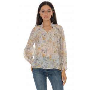 Casual blouse with a delicate floral print Peach  BR2878