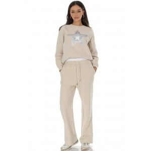 Casual cotton blend trousers with pockets Cream  TR549