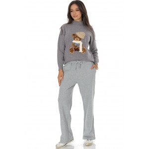  Casual cotton blend trousers with pockets Grey  TR550