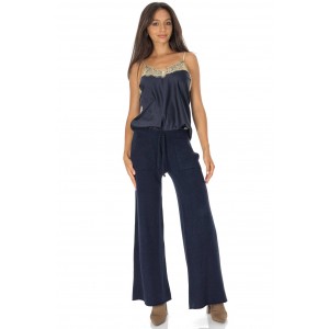 Casual knitted trousers with pockets Navy  TR558