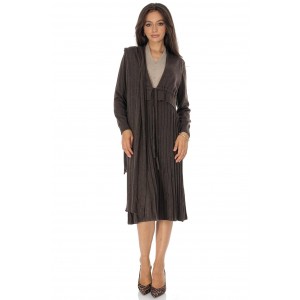  Chic 2 in 1 midi dress with a scarf, Brown DR4789