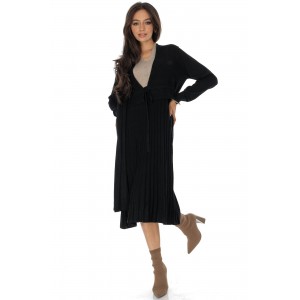  Chic 2 in 1 midi dress with a scarf Black  DR4791