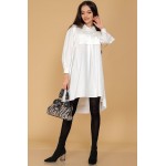 Chic oversized shirt dress Aimelia DR4497 White with a knitted bodice