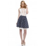 Printed skater skirt with a mesh lining - FR246 - Aimelia