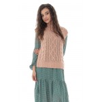   Pink High neck cable knitted tank top - AIMELIA - BR2388