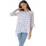 Printed layered top in White/ Navy Aimelia BR2751