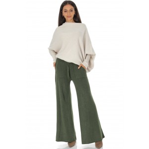 Casual knitted trousers with pockets Khaki  TR553