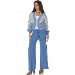 Casual knitted trousers with pockets Blue  TR556