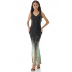 Elegant sequin maxi dress Dr4594 in Black with contrasting beads