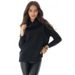 Soft jumper with a matching scarf , Black, Aimelia Br2677