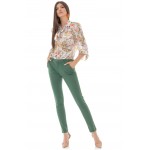Straight leg trousers, Aimelia Tr438, in Green, with front pockets 