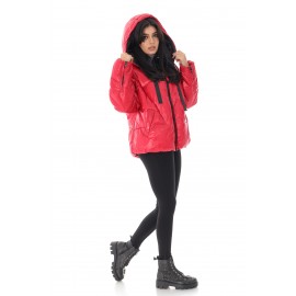Short Red quilted puffer jacket, Aimelia - JR524