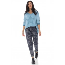 Comfortable camouflage trouser - Blue-Grey - AIMELIA - TR400