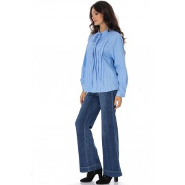 Casual striped shirt with a tie Blue  Aimelia BR2944