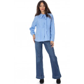 Casual striped shirt with a tie Blue  Aimelia BR2944