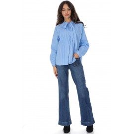 Casual striped shirt with a tie Blue  Aimelia BR2944