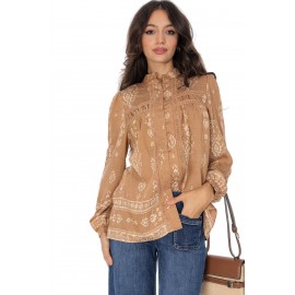  Boho style blouse with lace in Beige Aimelia BR2948