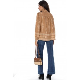  Boho style blouse with lace in Beige Aimelia BR2948