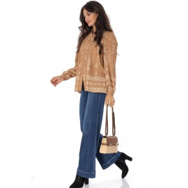  Boho style blouse with lace in Beige Aimelia BR2948