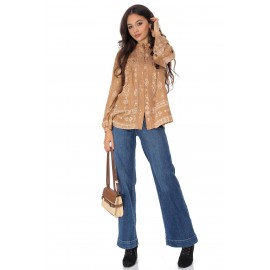  Boho style blouse with lace in Beige Aimelia BR2948