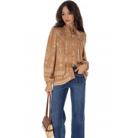  Boho style blouse with lace in Beige Aimelia BR2948