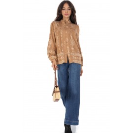  Boho style blouse with lace in Beige Aimelia BR2948