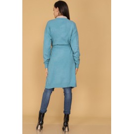 Long line cardigan BR2566 in Light Green with pockets