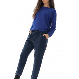 Casual corduroy trousers TR484 Navy with four pockets 