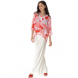 Casual oversight top in White/Coral - Aimelia BR2724