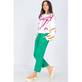 Casual sweatshirt Aimelia BR2572 White with contrasting colours