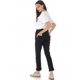 Casual trousers Aimelia Tr445 in Black ,with four pockets.