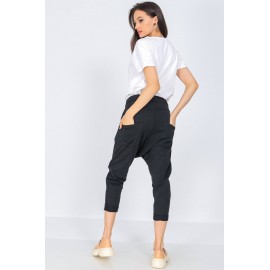 Chic cotton trousers Aimelia TR481 Black with 4 pockets