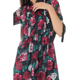 Chiffon dress Aimelia Dr4451 in Black with a floral print.