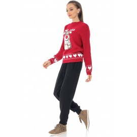 Christmas themed jumper Aimelia BR2522 Red with stone embellishments