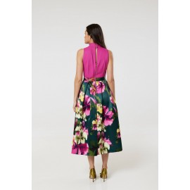 Closet London Pink 2-In-1 Floral Print Skirt Dress - DR4539