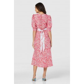 Closet London Pink Floral Print Tie Back A-Line Dress - Dr4515