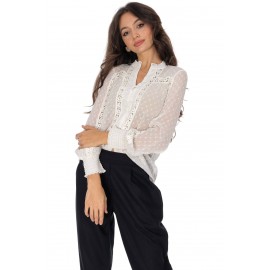 Delicate blouse with lace details Cream Aimelia BR2947