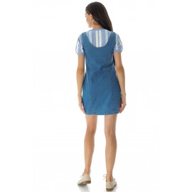 Chic pinafore dress  DR4596 in Denim with two pockets
