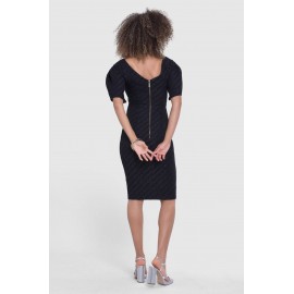 Elegant dress Closet DR4605 Black with a  lurex thread