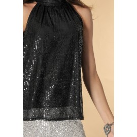 Elegant top with sequins, Black,Aimelia BR2703
