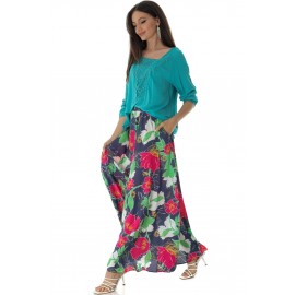 Full circle floral maxi skirt Aimelia Fr526 Multicoloured with pockets