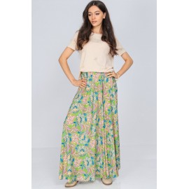 Full circle paisley printed maxi skirt Aimelia FR539 Green with pockets