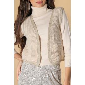 Knitted waistcoat in a lurex knit ,Cream, Aimelia BR2696