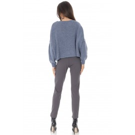 Classic trousers Aimelia TR464 in Grey with a matching belt