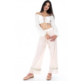 Super cream casual lace trouser - Aimelia  - TR279