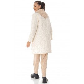 Quilted coat Aimelia JR580-C Cream with a contrasting zip
