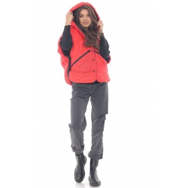 Reversible gilet,Aimelia Jr555, in Black and Red,in an oversized cut.