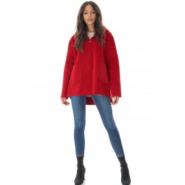 Short jacket JR627 Red with a hood and pockets 